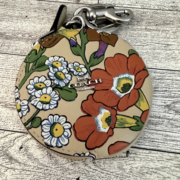 Coach Circular Coin Pouch with Floral Print - Picture 1 of 5